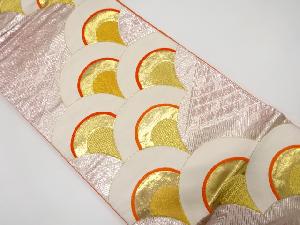 アンティーク　青海波に重ね菱模様織り出し袋帯（着用可）